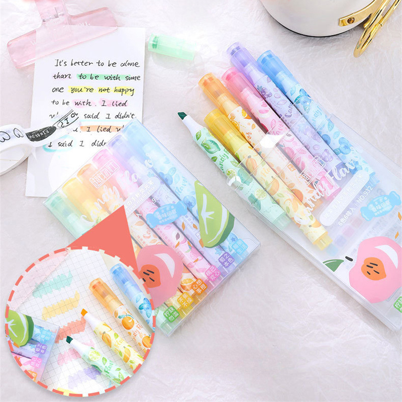 Highlighter Set Pastel - Kreatywny zakreślacz o zapachu owoców Długopisy