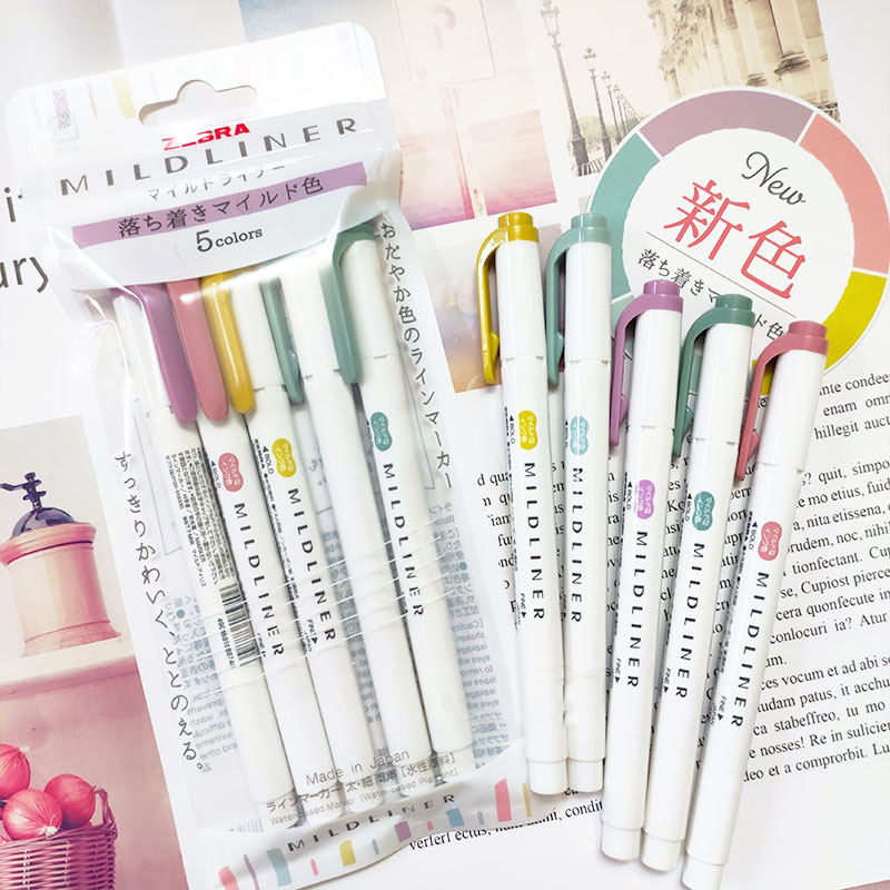 Highlighter Set Pastel - NOWE markery rozświetlacze zebra mildliner, WKT7